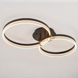 Black Metal Three Circle Semi-Flush Mount Ceiling Light Image - 8