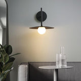 Black Minimalist Circular Shade Metal Wall Sconce Image - 1