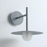 Black Minimalist Circular Shade Metal Wall Sconce Image - 11