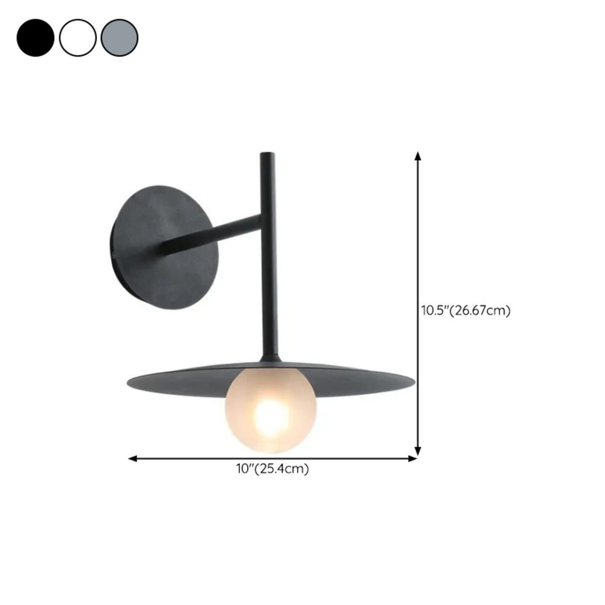 Black Minimalist Circular Shade Metal Wall Sconce 