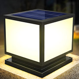 Black Minimalist Cube Metal Outdoor Fence Post Light Image - 11