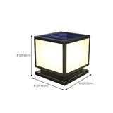 Black Minimalist Cube Metal Outdoor Fence Post Light #size