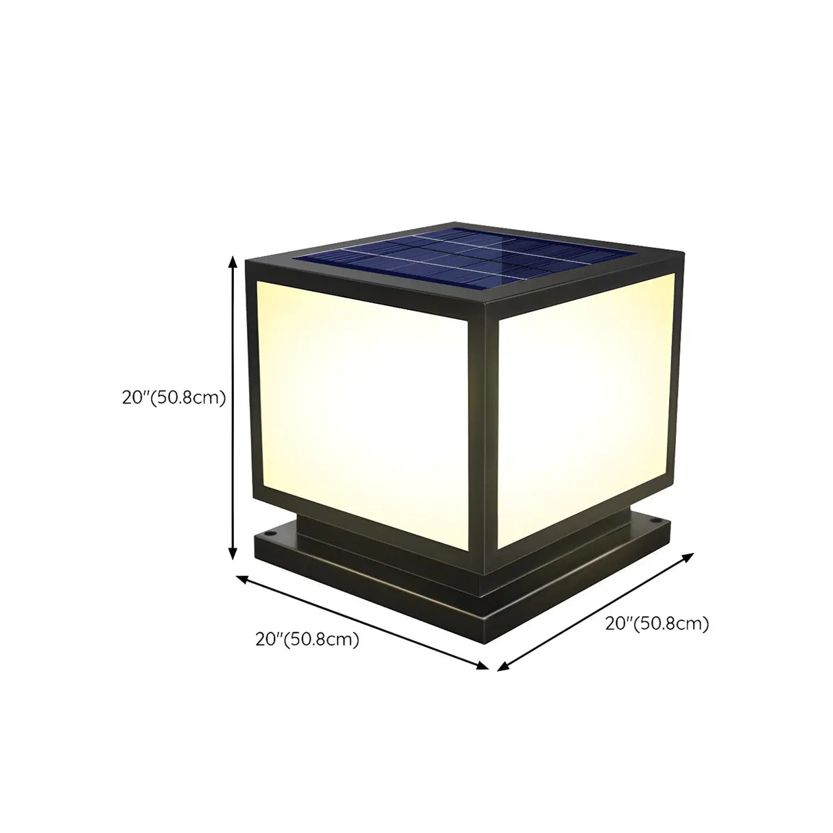 Black Minimalist Cube Metal Outdoor Fence Post Light Image - 17