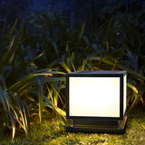 Black Minimalist Cube Metal Outdoor Fence Post Light Image - 9