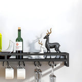 Black Minimalist Iron Floating Wall Mount Holder Wine Rack Image - 14