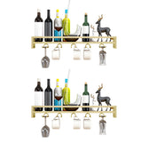 Black Minimalist Iron Floating Wall Mount Holder Wine Rack Image - 16