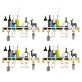 Black Minimalist Iron Floating Wall Mount Holder Wine Rack Image - 18