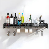 Black Minimalist Iron Floating Wall Mount Holder Wine Rack Image - 26