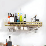 Black Minimalist Iron Floating Wall Mount Holder Wine Rack Image - 4