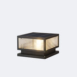 Black Minimalist Rectangular Metal Post Outdoor Lamp Image - 3