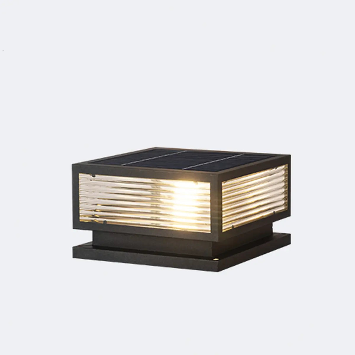 Black Minimalist Rectangular Metal Post Outdoor Lamp Image - 5