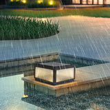 Black Minimalist Rectangular Metal Post Outdoor Lamp Image - 8