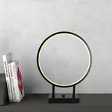 Black Minimalist Ring Aluminum LED Bedroom Table Lamp Image - 1