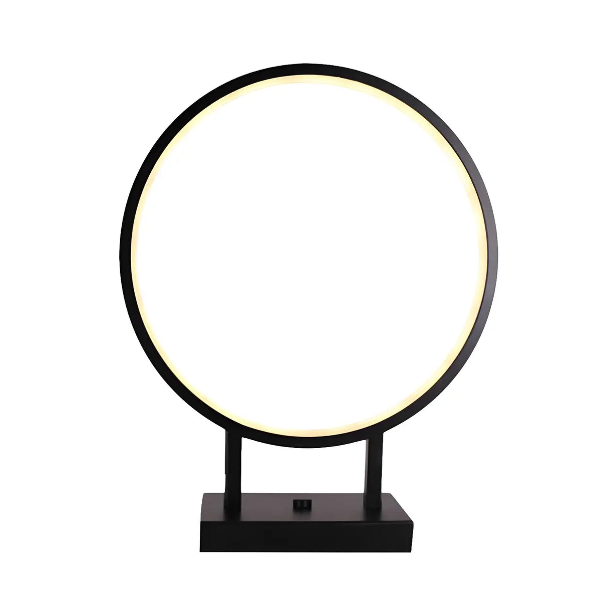 Black Minimalist Ring Aluminum LED Bedroom Table Lamp Image - 3