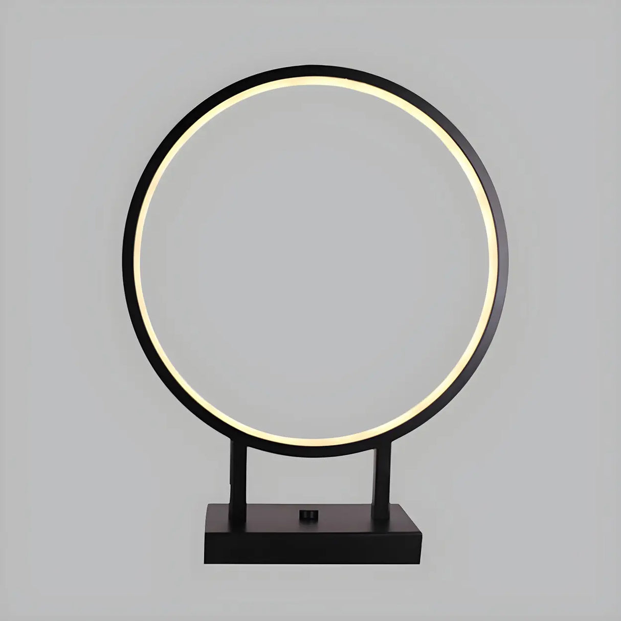 Black Minimalist Ring Aluminum LED Bedroom Table Lamp Image - 4