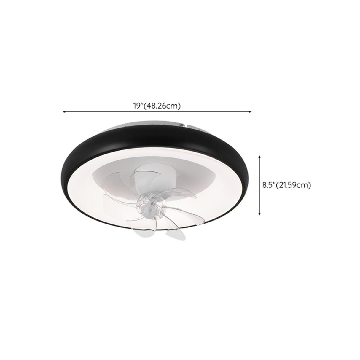 Black Minimalist Round Ceiling Fan with LED Light 