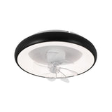 Black Minimalist Round Ceiling Fan with LED Light Image - 5