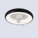 Black Minimalist Round Ceiling Fan with LED Light Image - 6