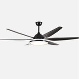 Black Modern 6 Blade Propeller Ceiling Fan with Light Image - 10