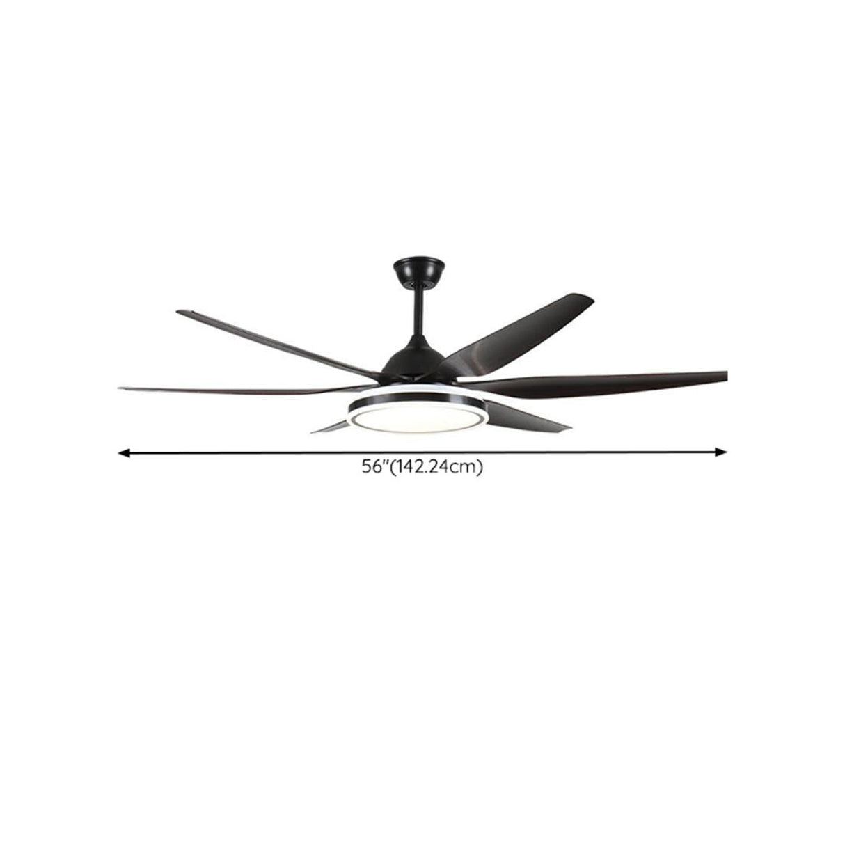 Black Modern 6 Blade Propeller Ceiling Fan with Light 