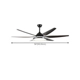 Black Modern 6 Blade Propeller Ceiling Fan with Light #size