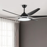 Black Modern 6 Blade Propeller Ceiling Fan with Light Image - 3