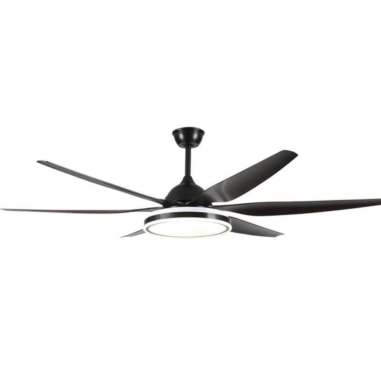 Black Modern 6 Blade Propeller Ceiling Fan with Light Image - 5