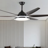 Black Modern 6 Blade Propeller Ceiling Fan with Light Image - 8