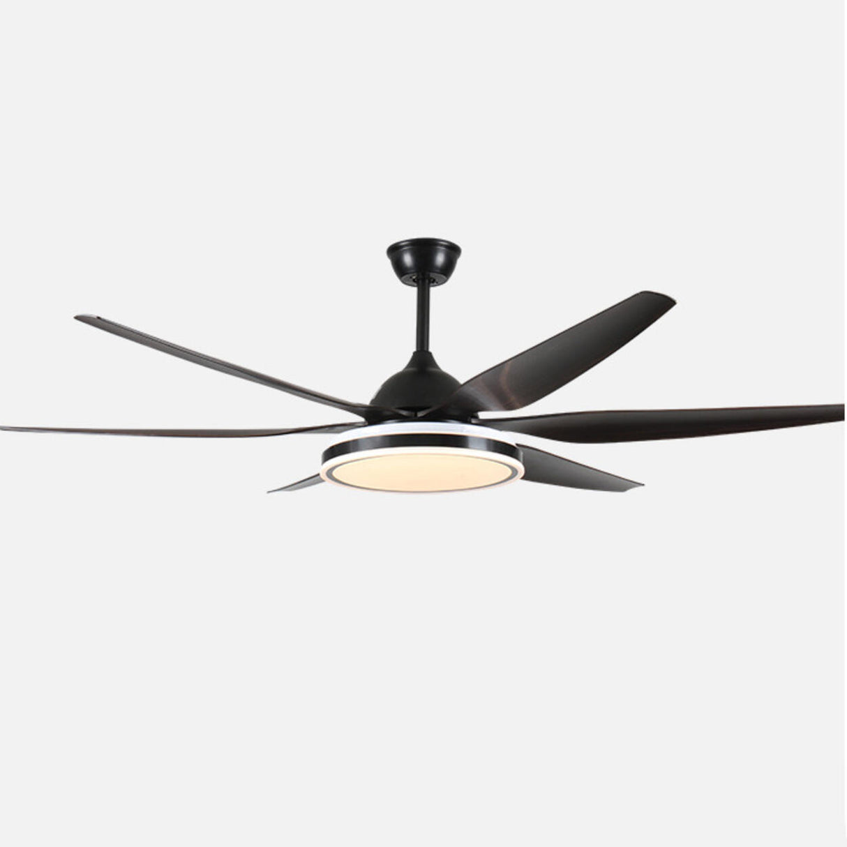 Black Modern 6 Blade Propeller Ceiling Fan with Light Image - 9