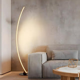 Black Modern Curved Metal Living Room Floor Lamp Image - 16