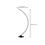 Black Modern Curved Metal Living Room Floor Lamp #size