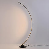 Black Modern Curved Metal Living Room Floor Lamp Image - 2