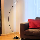 Black Modern Curved Metal Living Room Floor Lamp Image - 5