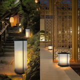 Black Modern Cylindrical Glass Outdoor Decor Table Lamp Image - 11