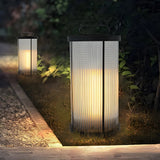 Black Modern Cylindrical Glass Outdoor Decor Table Lamp Image - 12