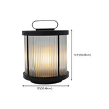 Black Modern Cylindrical Glass Outdoor Decor Table Lamp #size