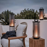 Black Modern Cylindrical Glass Outdoor Decor Table Lamp Image - 3