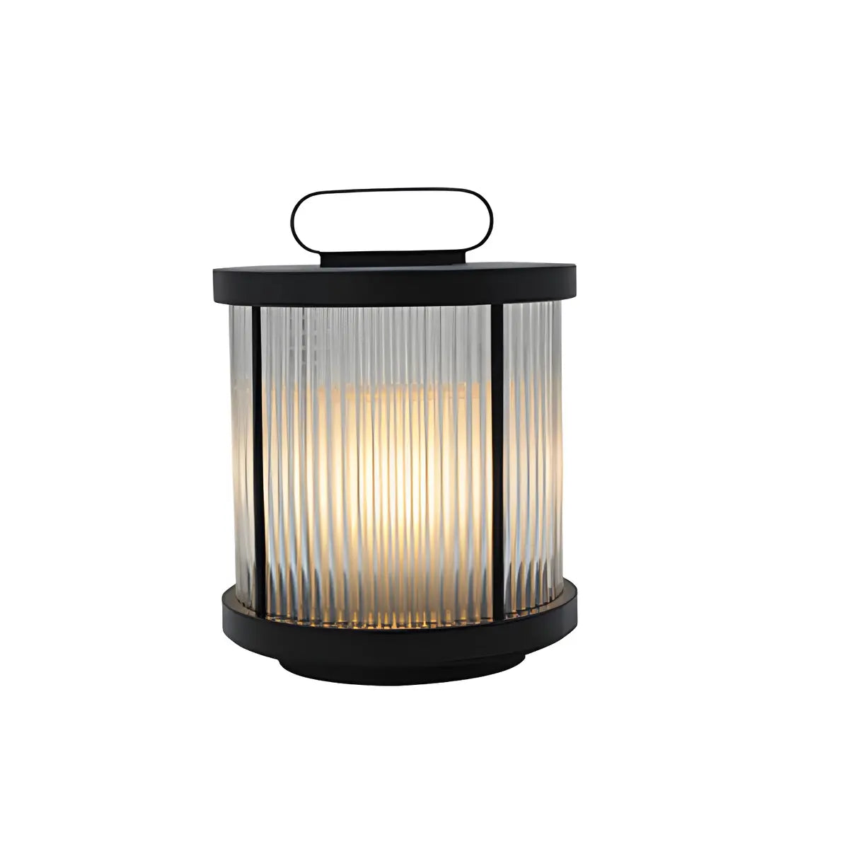 Black Modern Cylindrical Glass Outdoor Decor Table Lamp Image - 6