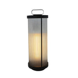 Black Modern Cylindrical Glass Outdoor Decor Table Lamp Image - 8