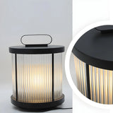 Black Modern Cylindrical Glass Outdoor Decor Table Lamp Image - 9