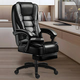 Black Modern Ergonomic Leather Recliner Office Chair Image - 1