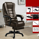 Black Modern Ergonomic Leather Recliner Office Chair Image - 11