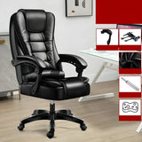 Black Modern Ergonomic Leather Recliner Office Chair Image - 13