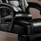 Black Modern Ergonomic Leather Recliner Office Chair Image - 14