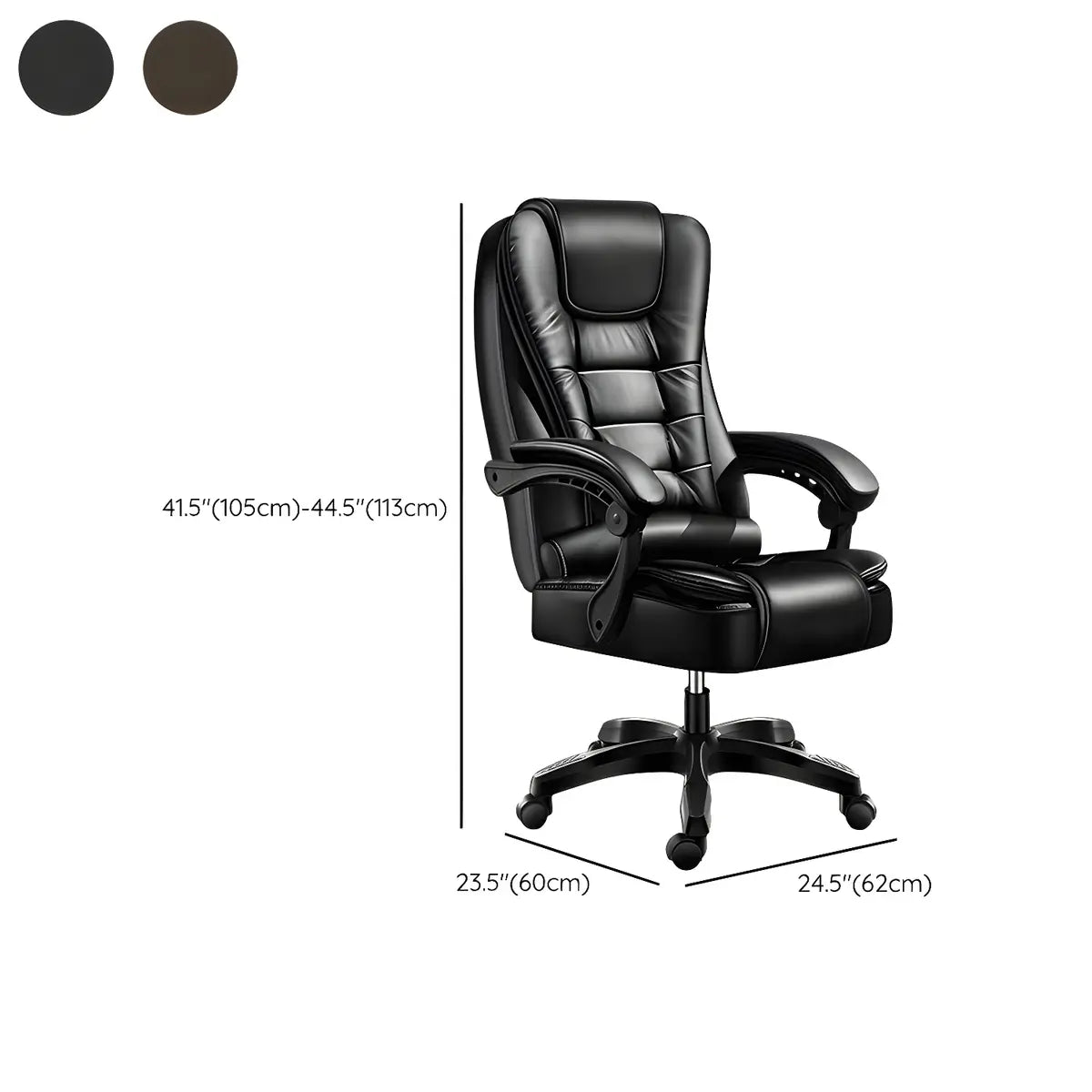 Black Modern Ergonomic Leather Recliner Office Chair Image - 18