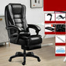 Black Modern Ergonomic Leather Recliner Office Chair Image - 2