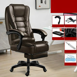 Black Modern Ergonomic Leather Recliner Office Chair Image - 3