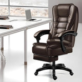 Black Modern Ergonomic Leather Recliner Office Chair Image - 4