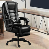 Black Modern Ergonomic Leather Recliner Office Chair Image - 6