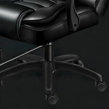 Black Modern Ergonomic Leather Recliner Office Chair Image - 8